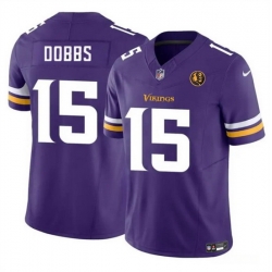 Men Minnesota Vikings 15 Josh Dobbs Purple 2023 F U S E  With John Madden Patch Vapor Limited Stitched Football Jersey