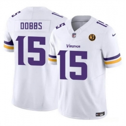 Men Minnesota Vikings 15 Josh Dobbs Purple White 2023 F U S E  With John Madden Patch Vapor Limited Stitched Football Jersey