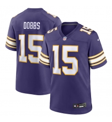 Men Minnesota Vikings 15 Joshua Dobbs Purple 2023 F U S E Vapor Throwback Limited Stitched Jersey