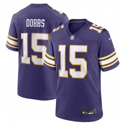 Men Minnesota Vikings 15 Joshua Dobbs Purple 2023 F U S E Vapor Throwback Limited Stitched Jersey