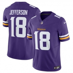 Men Minnesota Vikings 18 Justin Jefferson Purple 2023 F U S E  Vapor Untouchable Limited Stitched Jersey
