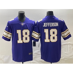 Men Minnesota Vikings 18 Justin Jefferson Purple Vapor Untouchable Limited Stitched Jersey