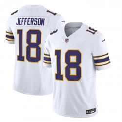 Men Minnesota Vikings 18 Justin Jefferson White 2023 F U S E  Vapor Untouchable Limited Stitched Jersey