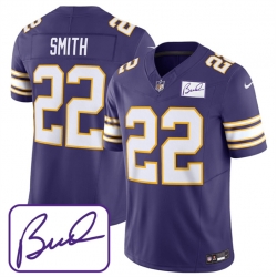 Men Minnesota Vikings 22 Harrison Smith Purple 2023 F U S E Bud Grant Patch Limited Stitched Jersey