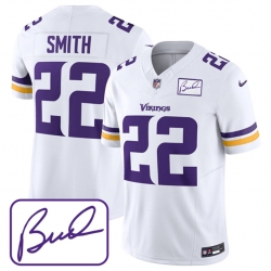 Men Minnesota Vikings 22 Harrison Smith White 2023 F U S E Bud Grant Patch Limited Stitched Jersey