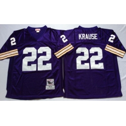 Men Minnesota Vikings 22 Paul Krause Purple M&N Throwback Jersey