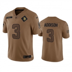 Men Minnesota Vikings 3 Jordan Addison 2023 Brown Salute To Service Limited Stitched Jersey