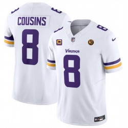 Men Minnesota Vikings 8 Kirk Cousins White 2023 F U S E  With With 4 Star C Patch And John Madden Patch Vapor Limited Stitched Football Jersey