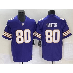Men Minnesota Vikings 80 Cris Carter Purple 2023 F U S E  Vapor Untouchable Limited Stitched Jersey