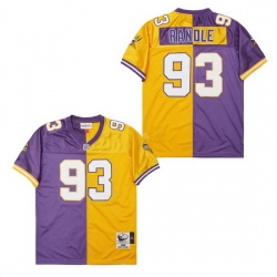 Men Minnesota Vikings John Randle #93 Gold Purple Stitched NFL Football Jersey