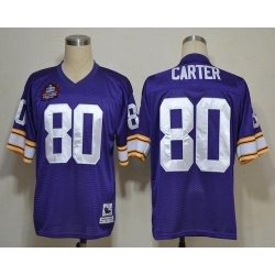 Men Mitchell And Ness Vikings #80 Cris Carter Purple Stitched Throwback NFL Jersey