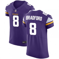 Men Nike Vikings #8 Sam Bradford Purple Team Color Stitched NFL Vapor Untouchable Elite Jersey