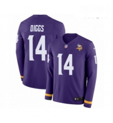 Mens Nike Minnesota Vikings 14 Stefon Diggs Limited Purple Therma Long Sleeve NFL Jersey