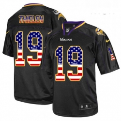 Mens Nike Minnesota Vikings 19 Adam Thielen Elite Black USA Flag Fashion NFL Jersey