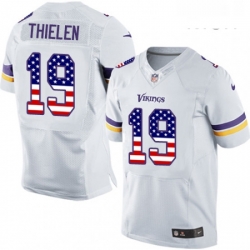 Mens Nike Minnesota Vikings 19 Adam Thielen Elite White Road USA Flag Fashion NFL Jersey