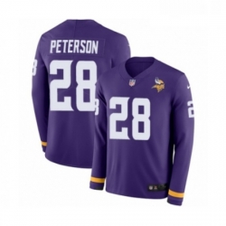 Mens Nike Minnesota Vikings 28 Adrian Peterson Limited Purple Therma Long Sleeve NFL Jersey