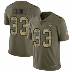 Mens Nike Minnesota Vikings 33 Dalvin Cook Limited OliveCamo 2017 Salute to Service NFL Jersey