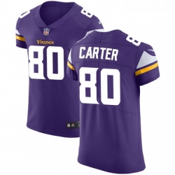 Mens Nike Minnesota Vikings 80 Cris Carter Purple Team Color Vapor Untouchable Elite Player NFL Jersey