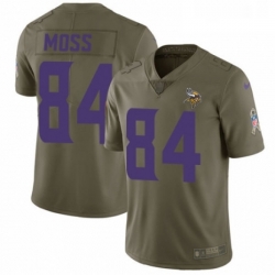 Mens Nike Minnesota Vikings 84 Randy Moss Limited Olive 2017 Salute to Service NFL Jersey