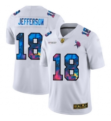 Minnesota Vikings 18 Justin Jefferson Men White Nike Multi Color 2020 NFL Crucial Catch Limited NFL Jersey