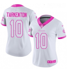 Womens Nike Minnesota Vikings 10 Fran Tarkenton Limited WhitePink Rush Fashion NFL Jersey