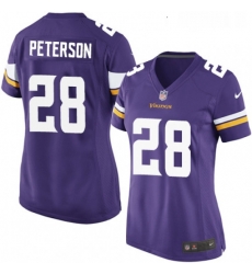 Womens Nike Minnesota Vikings 28 Adrian Peterson Game Purple Team Color NFL Jersey