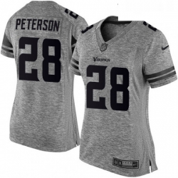 Womens Nike Minnesota Vikings 28 Adrian Peterson Limited Gray Gridiron NFL Jersey