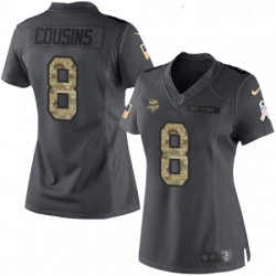 Womens Nike Minnesota Vikings 8 Kirk Cousins Limited Black 2016 Salute to Service NFL Jersey