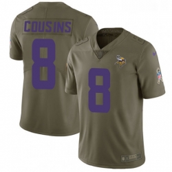 Youth Nike Minnesota Vikings 8 Kirk Cousins Limited Olive 2017 Salute to Service NFL Jersey