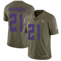 Youth Nike Vikings #21 Jerick McKinnon Olive Stitched NFL Limited 2017 Salute to Service Jersey