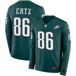 Men Eagles #86 Zach Ertz Midnight Green Team Color Men Stitched NFL Limited Therma Long Sleeve Jersey