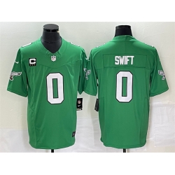 Men Philadelphia Eagles 0 D u2019andre Swift Green 2023 F U S E With C Patch Vapor Untouchable Stitched Football Jersey