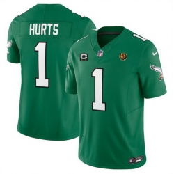 Men Philadelphia Eagles 1 Jalen Hurts Green 2023 F U S E  Throwback With 3 Star C Patch And John Madden Patch Vapor Limited Stitched Football Jersey