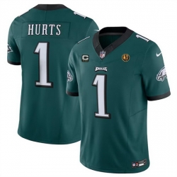 Men Philadelphia Eagles 1 Jalen Hurts Green 2023 F U S E  With 3 Star C Patch And John Madden Patch Vapor Limited Stitched Football Jersey