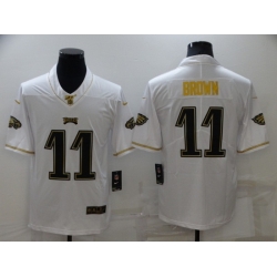 Men Philadelphia Eagles 11 A J Brown 100th Season Golden Edition Stitched jersey