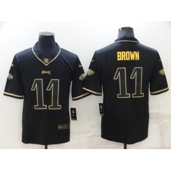 Men Philadelphia Eagles 11 A J Brown Black Gold Salute To Service Limited Stitched jersey