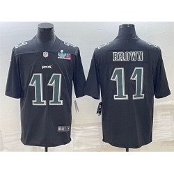 Men Philadelphia Eagles 11 A J  Brown Black Green Super Bowl LVII Patch Vapor Untouchable Limited Stitched Jersey