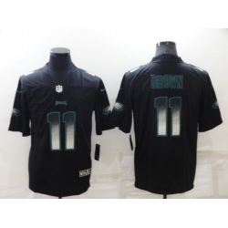 Men Philadelphia Eagles 11 A J Brown Black Smoke Fashion Limited Stitched Jerse