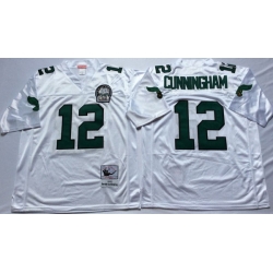 Men Philadelphia Eagles 12 Randall Cunningham White M&N Throwback Jersey