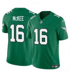 Men Philadelphia Eagles 16 Tanner McKee Kelly Green 2024 F U S E  Vapor Untouchable Limited Stitched Football Jersey