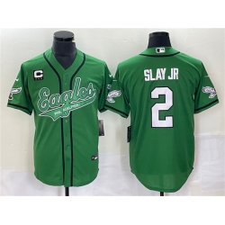 Men Philadelphia Eagles 2 Darius Slay JR Green With C Patch Cool Base Stitched Baseball Jersey