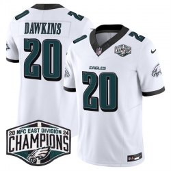 Men Philadelphia Eagles 20 Brian Dawkins White 2024 New NFC East Champions F U S E  Vapor Untouchable Limited Stitched Football Jersey