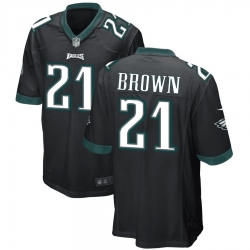 Men Philadelphia Eagles 21 Sydney Brown Black Stitched Game Jersey