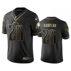 Men Philadelphia Eagles 26 Miles Sanders Black Golden Edition Stitched Football Jersey