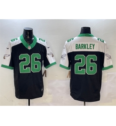 Men Philadelphia Eagles 26 Saquon Barkley Black White F U S E  Vapor Untouchable Limited Stitched Football Jersey