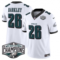 Men Philadelphia Eagles 26 Saquon Barkley White 2024 New NFC East Champions F U S E  Vapor Untouchable Limited Stitched Football Jersey