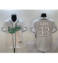 Men Philadelphia Eagles 33 Cooper DeJean White Cool Base Stitched Baseball Jersey