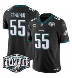 Men Philadelphia Eagles 55 Brandon Graham Black 2024 NFC East Champions With 4 Star C Patch F U S E  Vapor Untouchable Limited Stitched Football Jersey