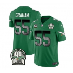 Men Philadelphia Eagles 55 Brandon Graham Green 2023 F U S E  With 4 Star C Patch Throwback Vapor Untouchable Limited Stitched Football Jersey