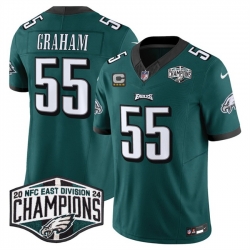 Men Philadelphia Eagles 55 Brandon Graham Green 2024 NFC East Champions With 4 Star C Patch F U S E  Vapor Untouchable Limited Stitched Football Jersey